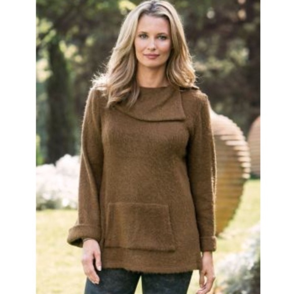Soft Surroundings Petite Mila Fuzzy Asymmetrical Pullover Sweater - Picture 6 of 6